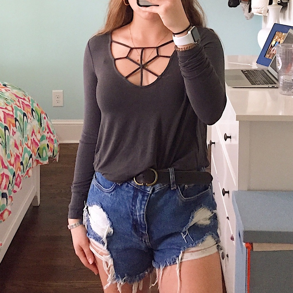 Grey American Eagle Long-Sleeve